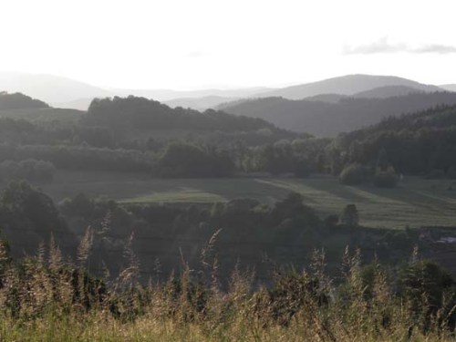 evening hike in countryside