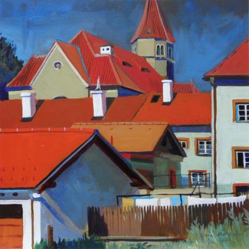 Roofs and Synagogue (20x20")